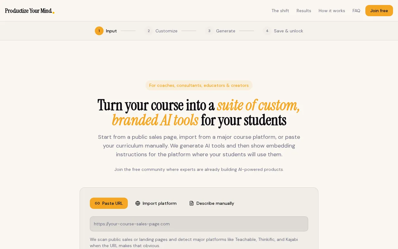 Productize Your Mind — preview screenshot