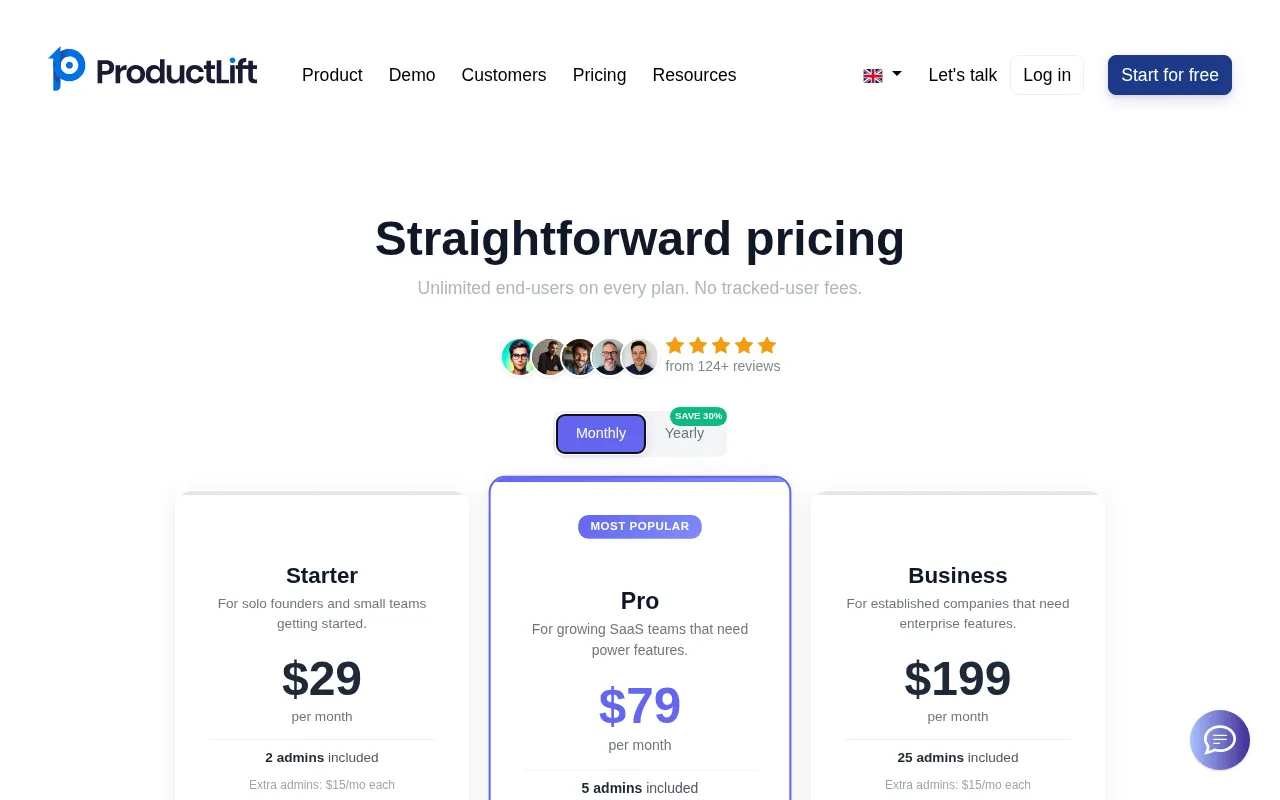 ProductLift — pricing page