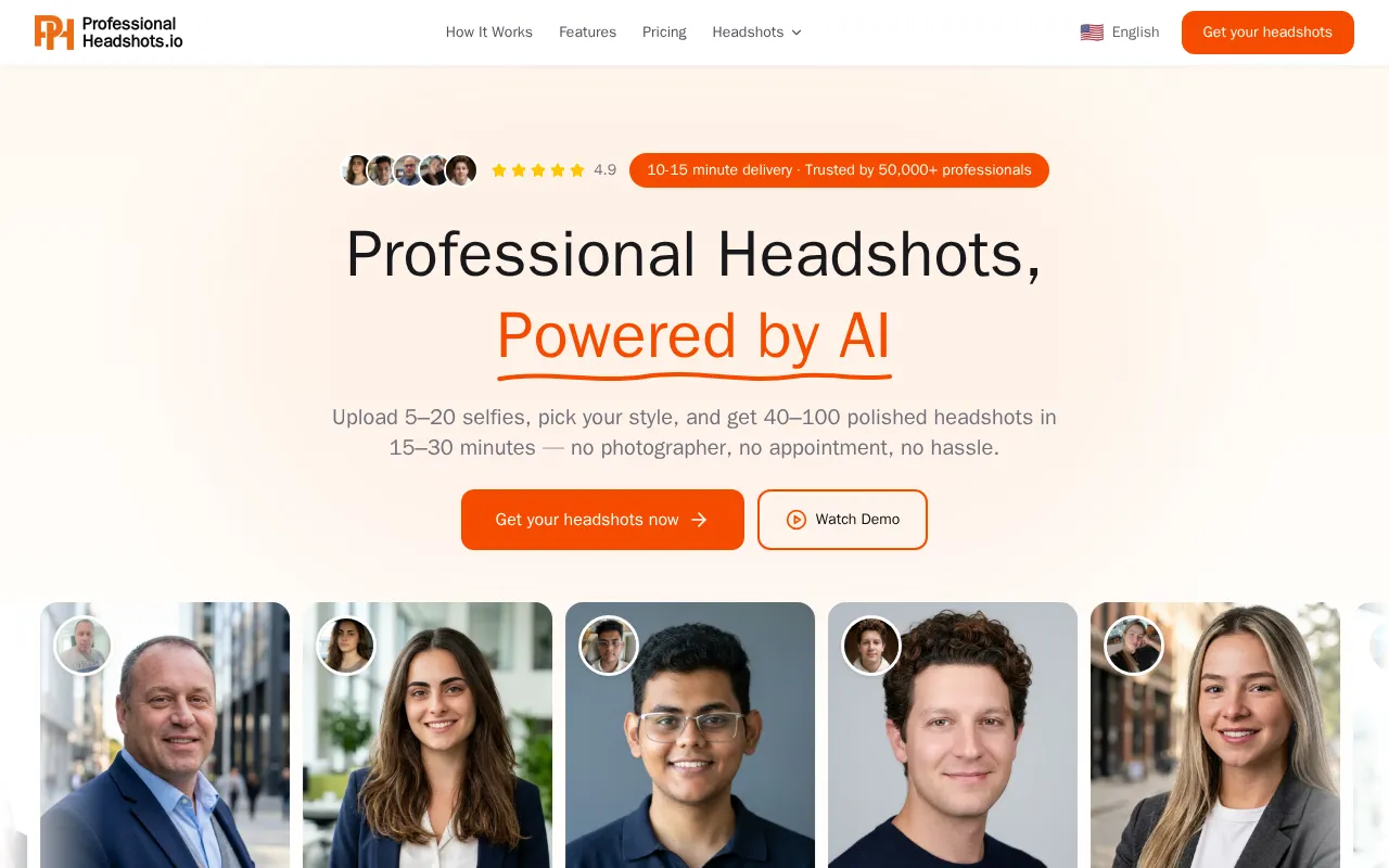 ProfessionalHeadshot.io — preview screenshot