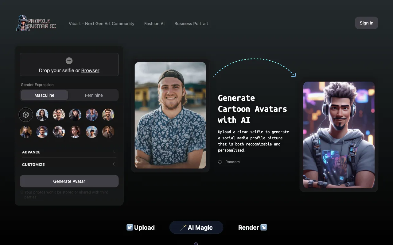 Profile Avatar AI — preview screenshot