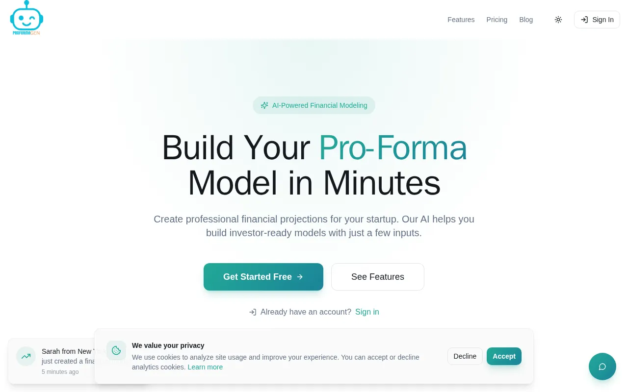 ProFormaGen — pricing page