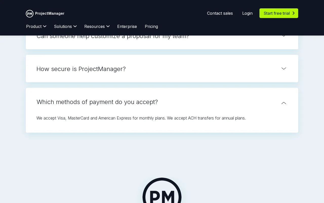 Projectmanager — pricing page