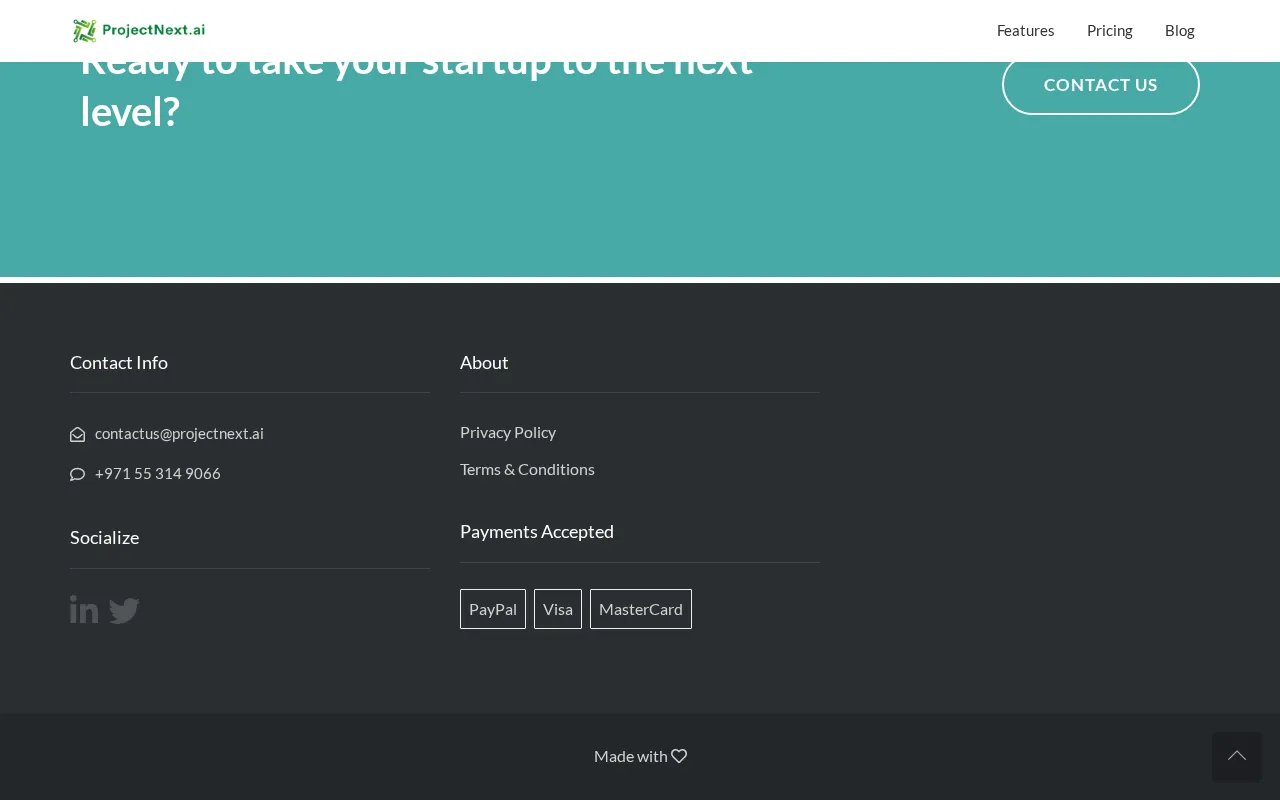 ProjectNext — pricing page