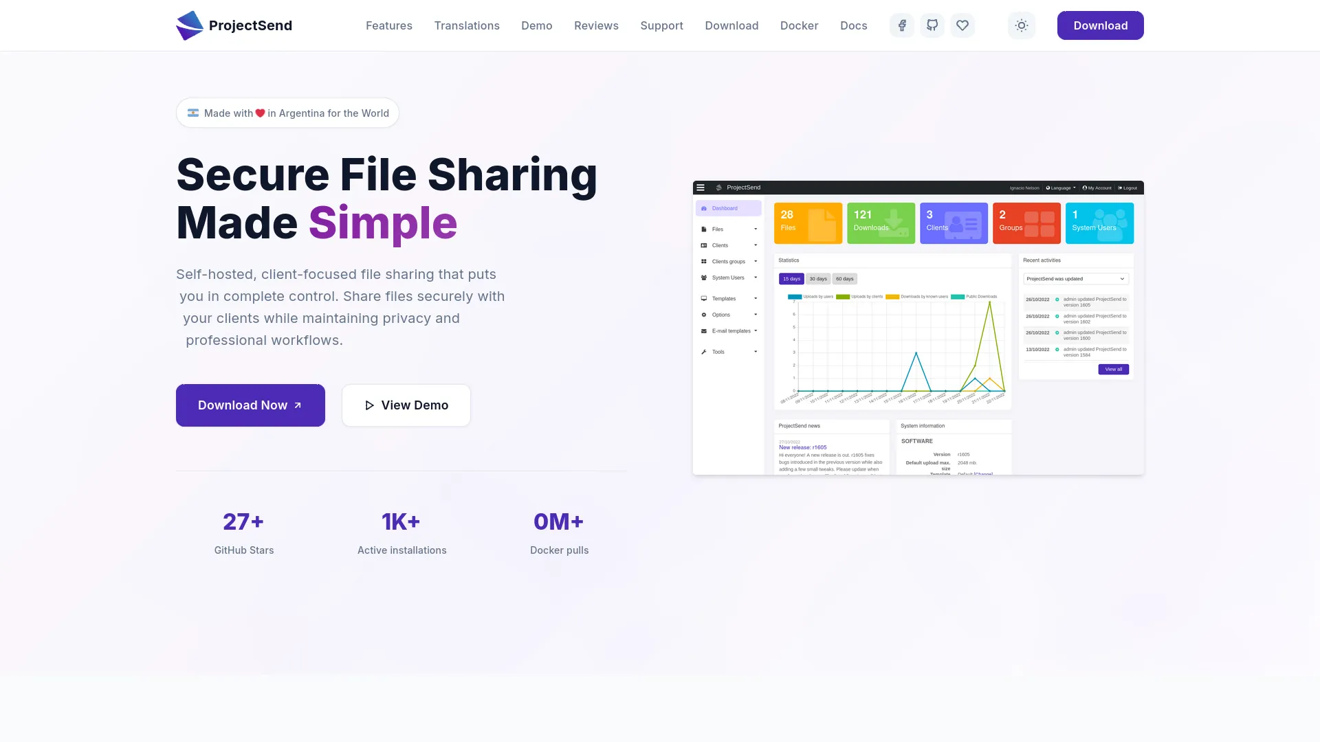 ProjectSend — preview screenshot