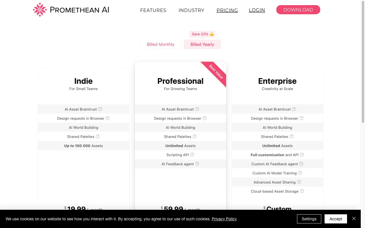 PrometheanAI — pricing page
