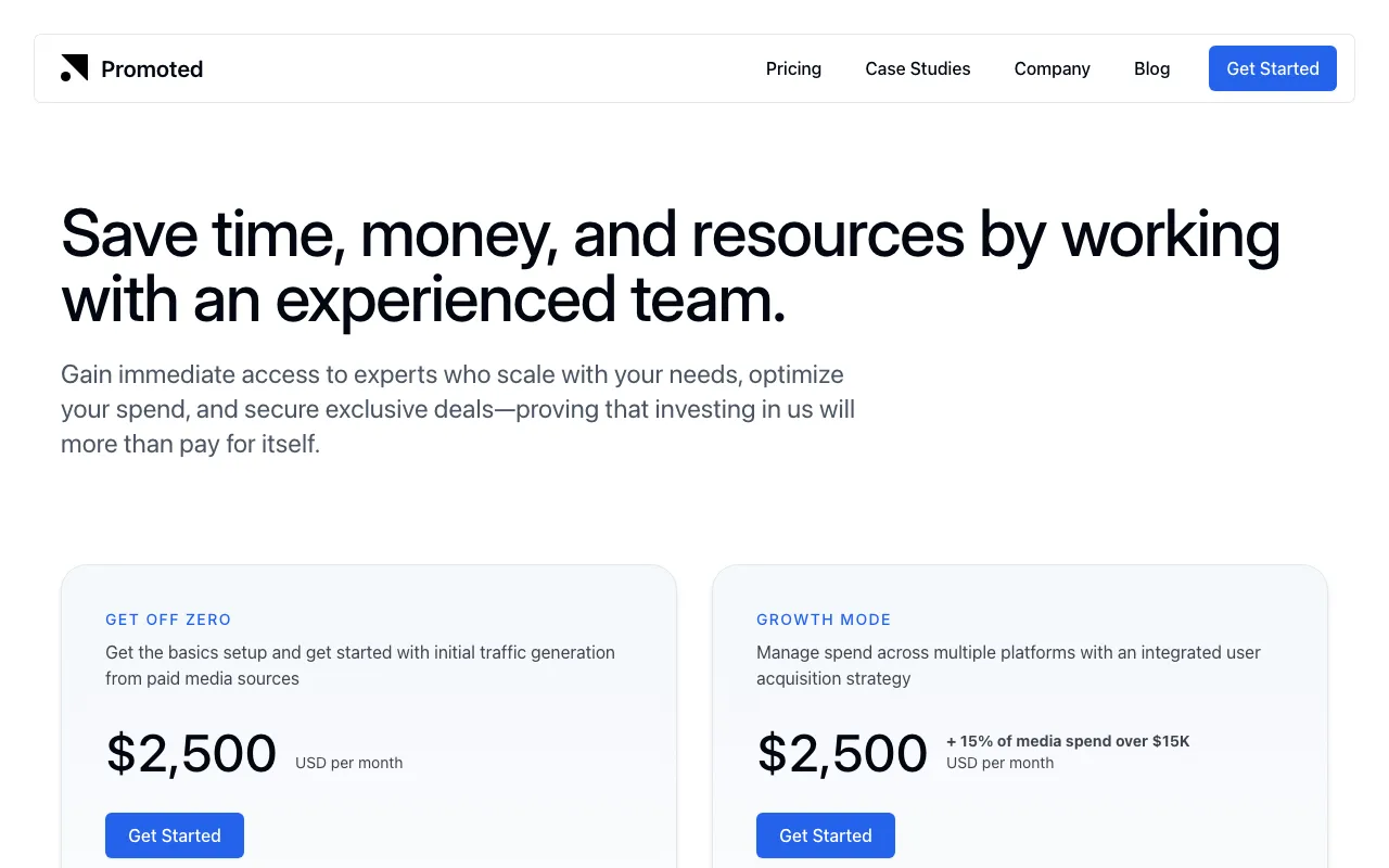 Promoted.com — pricing page