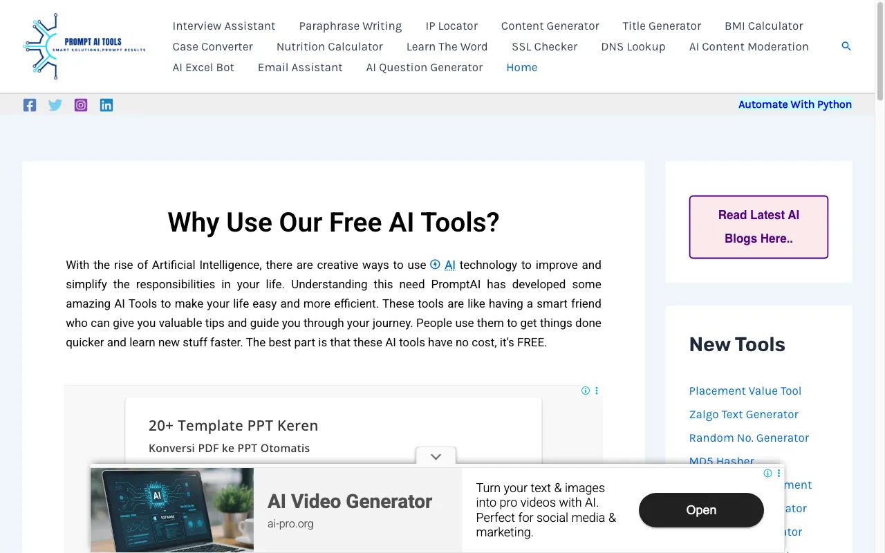 PromptAI Tools — preview screenshot