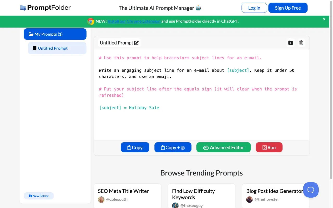 PromptFolder — preview screenshot