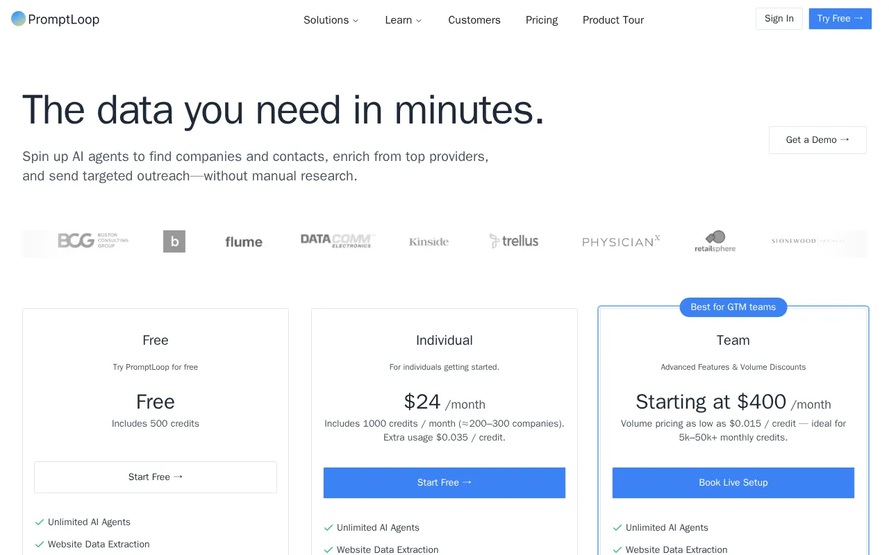 PromptLoop — pricing page