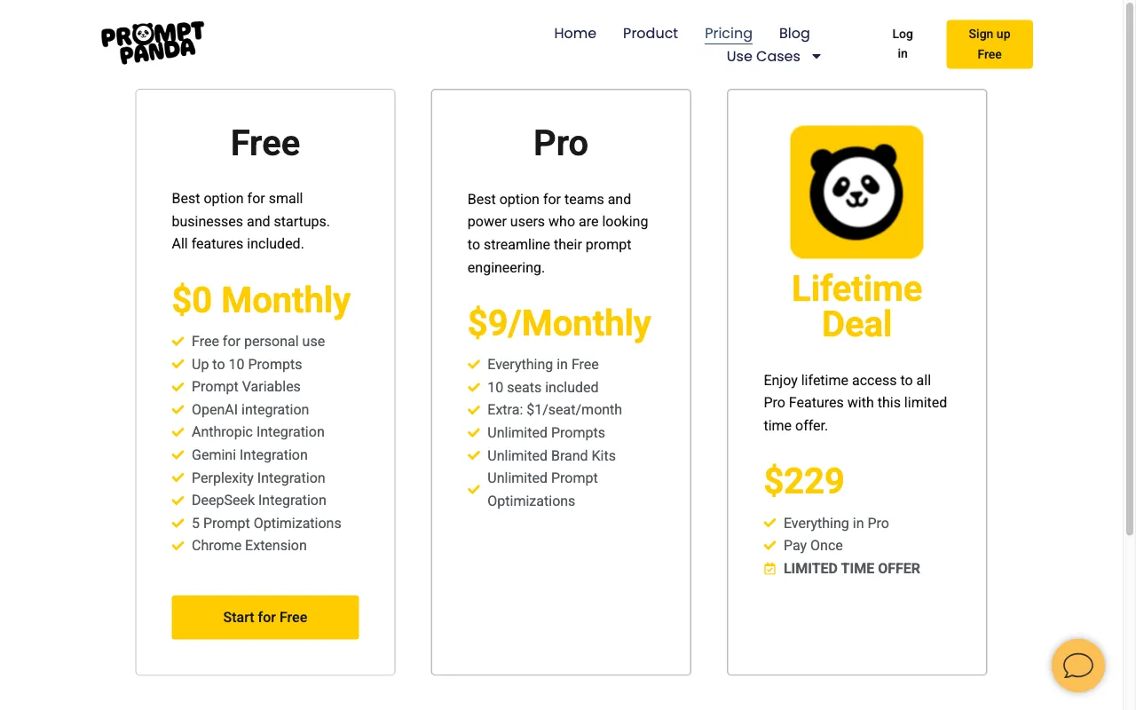 promptpanda — pricing page