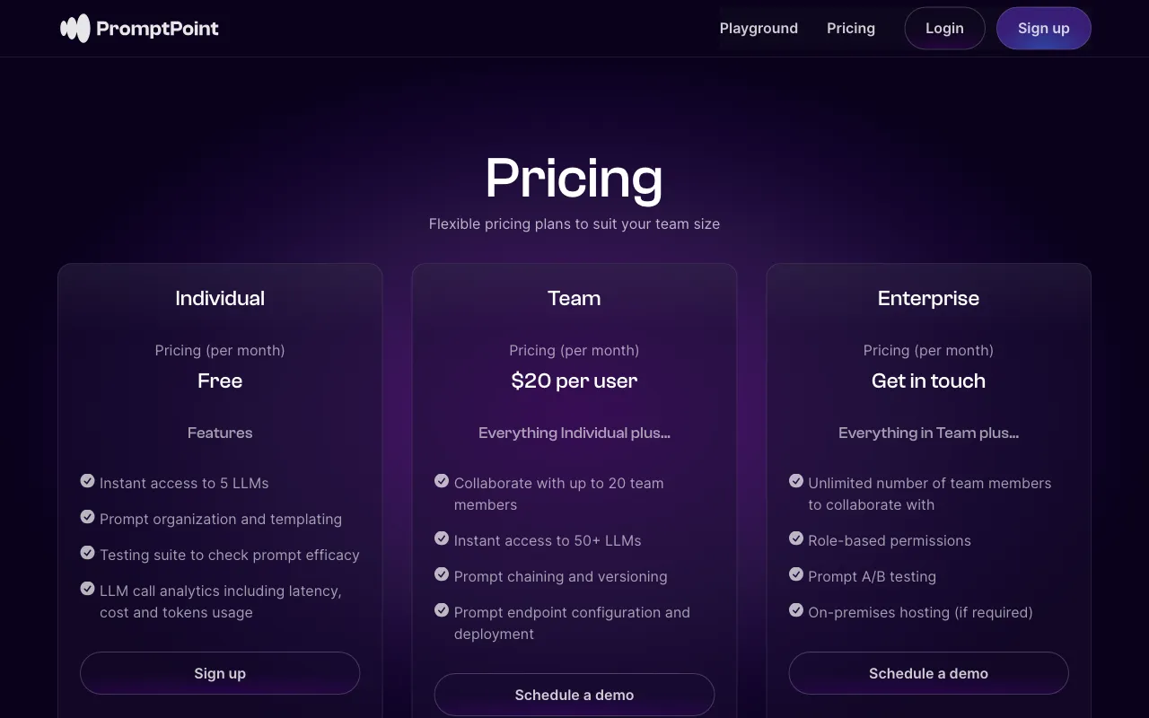PromptPoint — pricing page