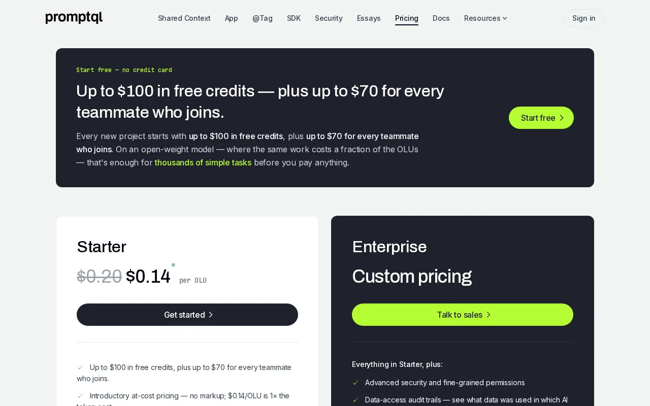 PromptQL — pricing page