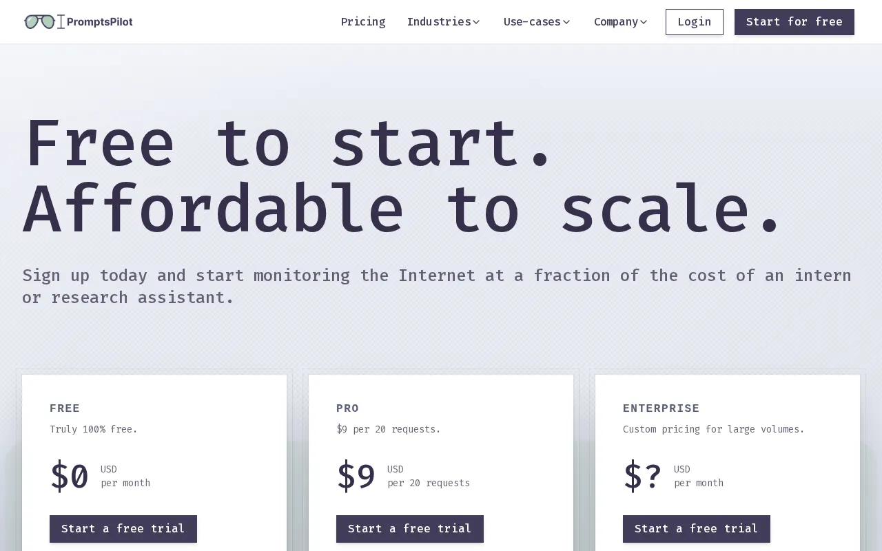PromptsPilot — pricing page