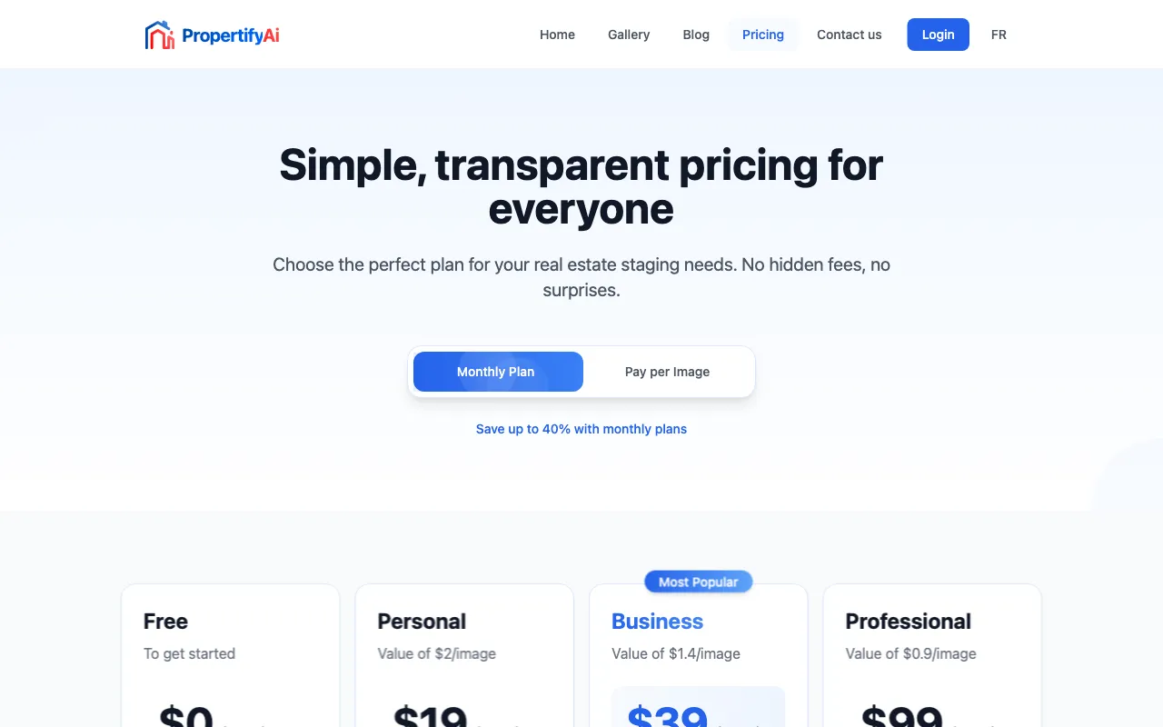 Propertify Ai — pricing page