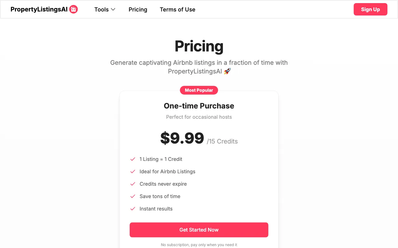 PropertyListingsAI — pricing page