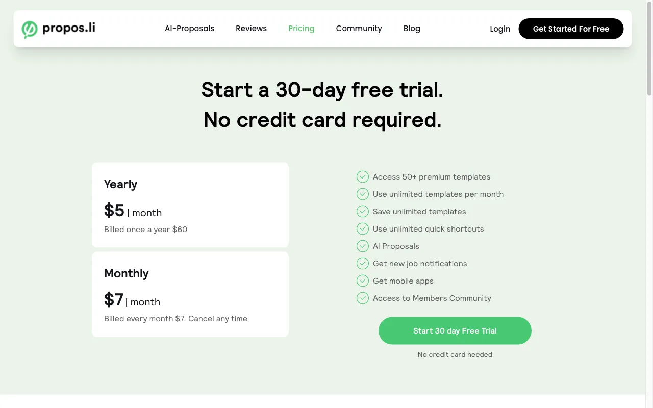 Propos.li — pricing page
