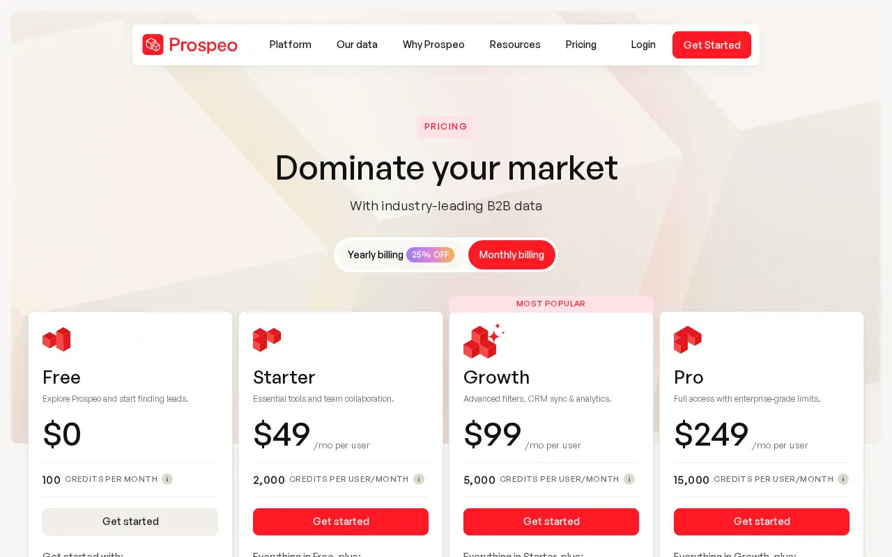 Prospeo — pricing page