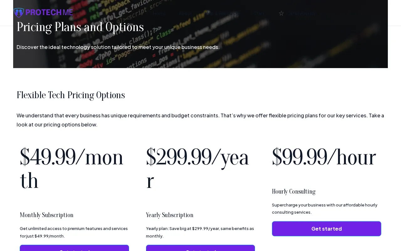 Protechme — pricing page