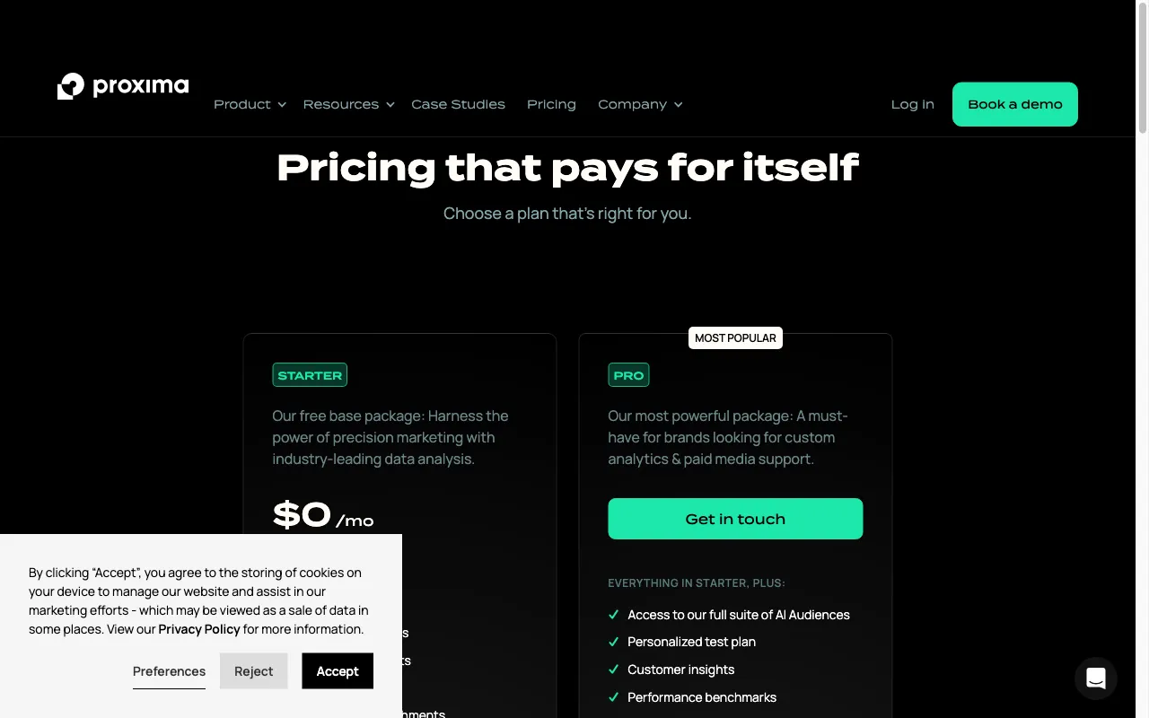 Proxima — pricing page