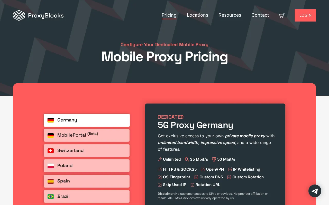 ProxyBlocks — pricing page
