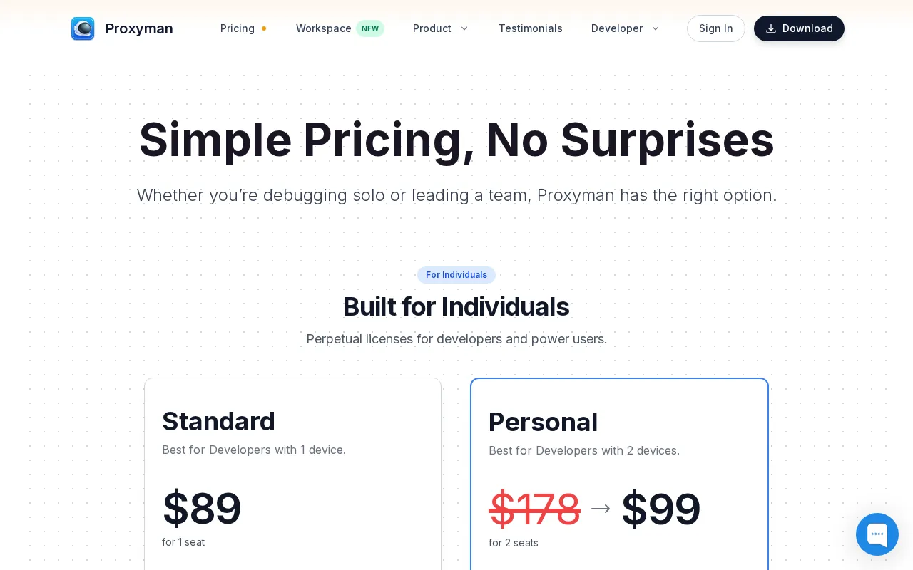 Proxyman — pricing page