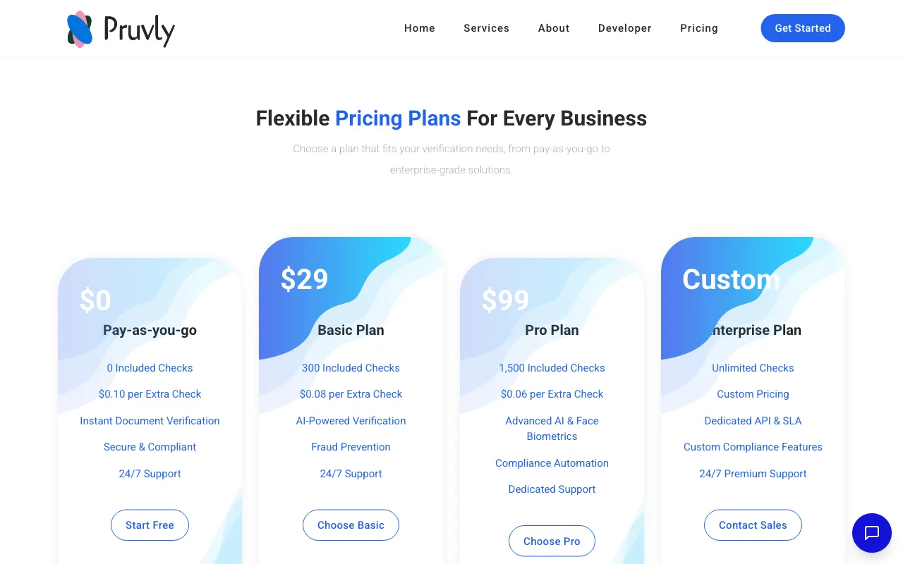 Pruvly AI — pricing page