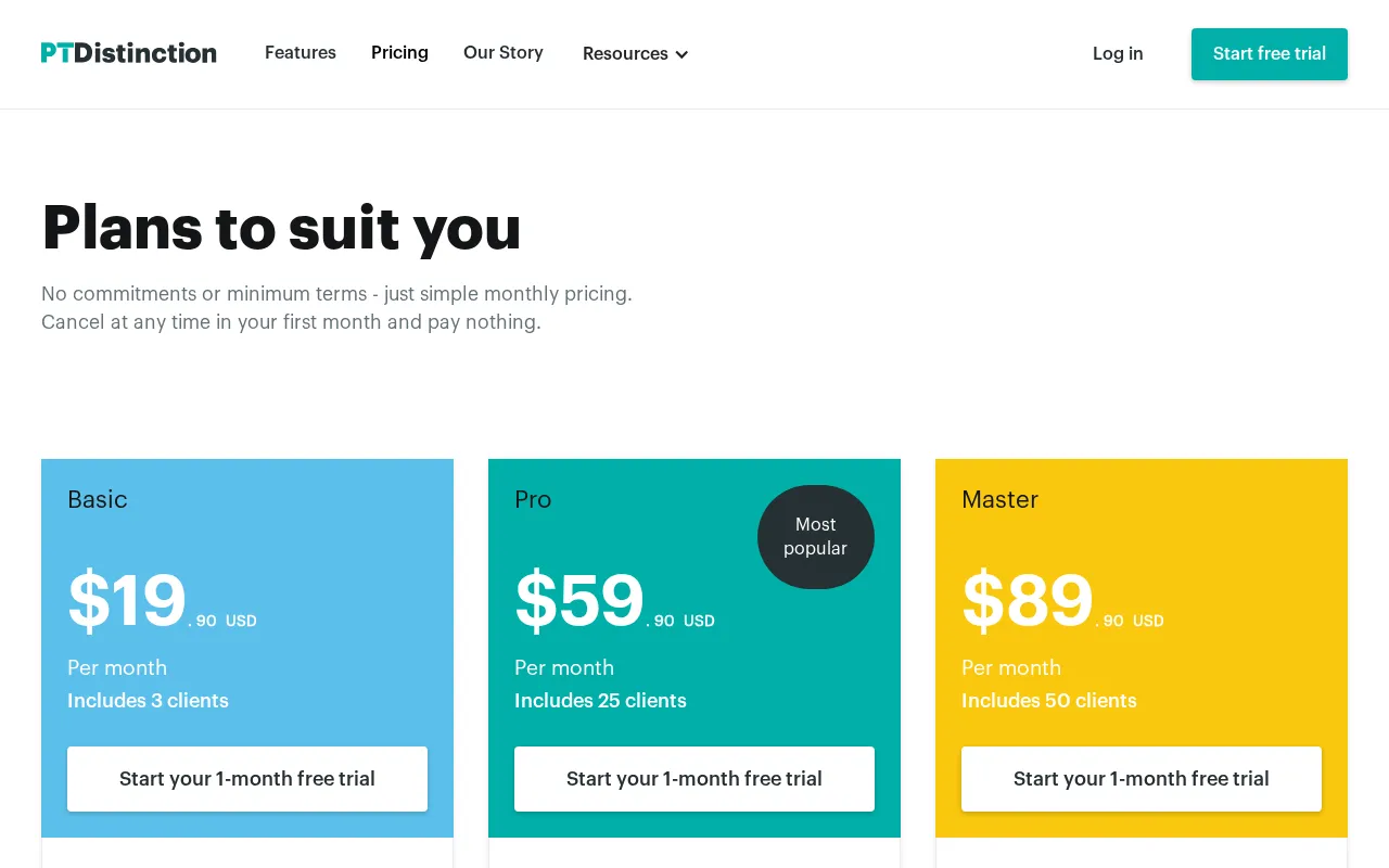 PT Distinction — pricing page