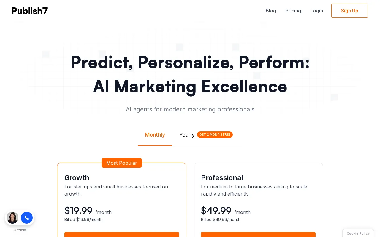 Publish7 — pricing page