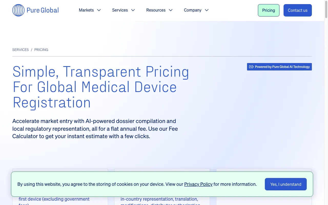 Pure Global — pricing page