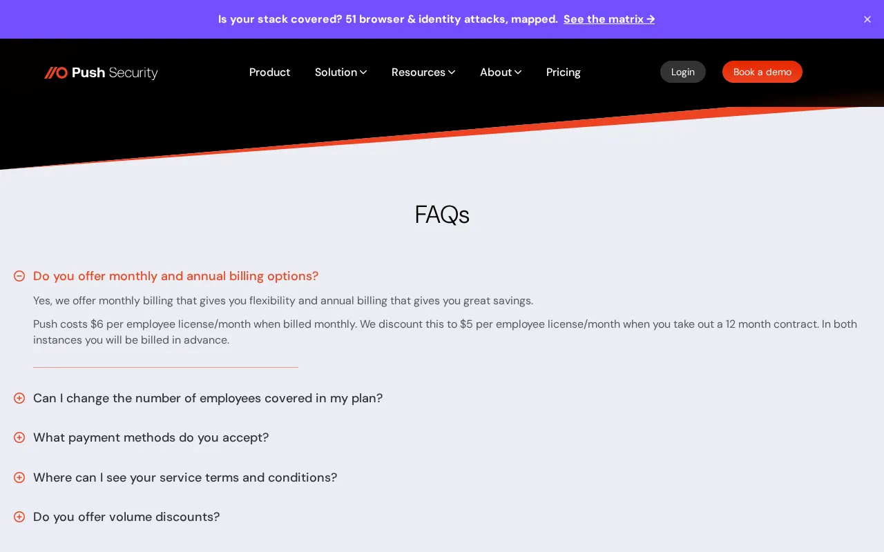 Push Security — pricing page