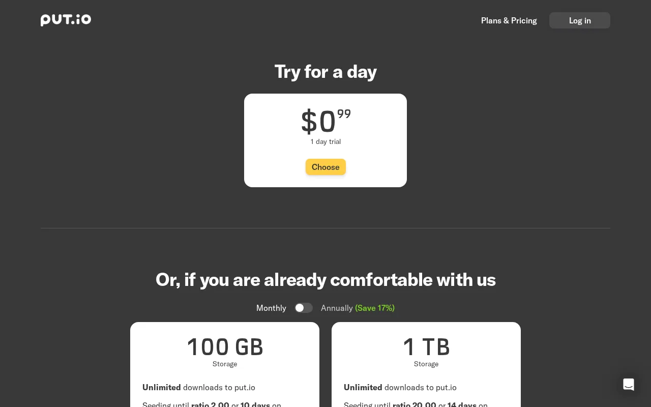 Put — pricing page