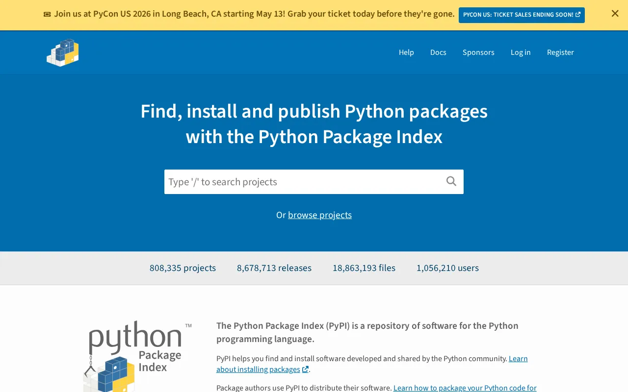 PyPI — preview screenshot