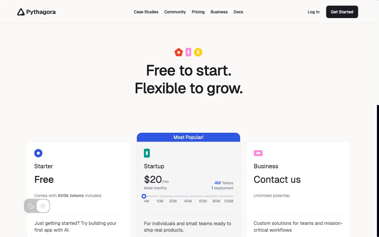 Pythagora — pricing page