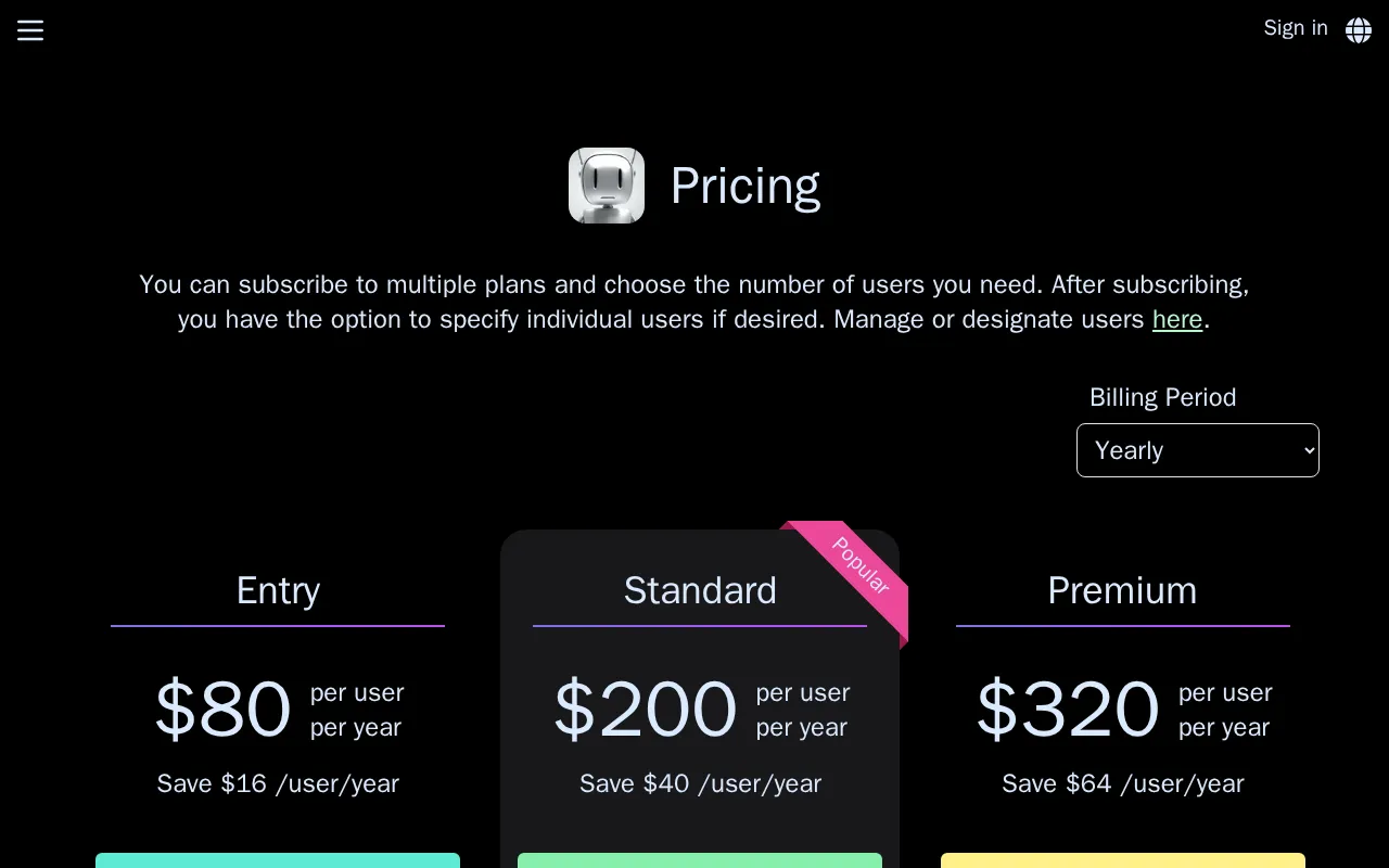 Q Slack Chatbot — pricing page