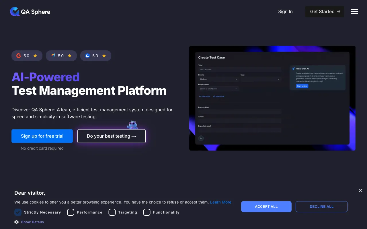 QA Sphere — preview screenshot