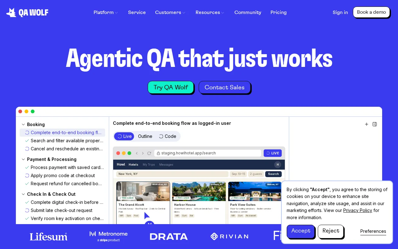 QA Wolf — preview screenshot