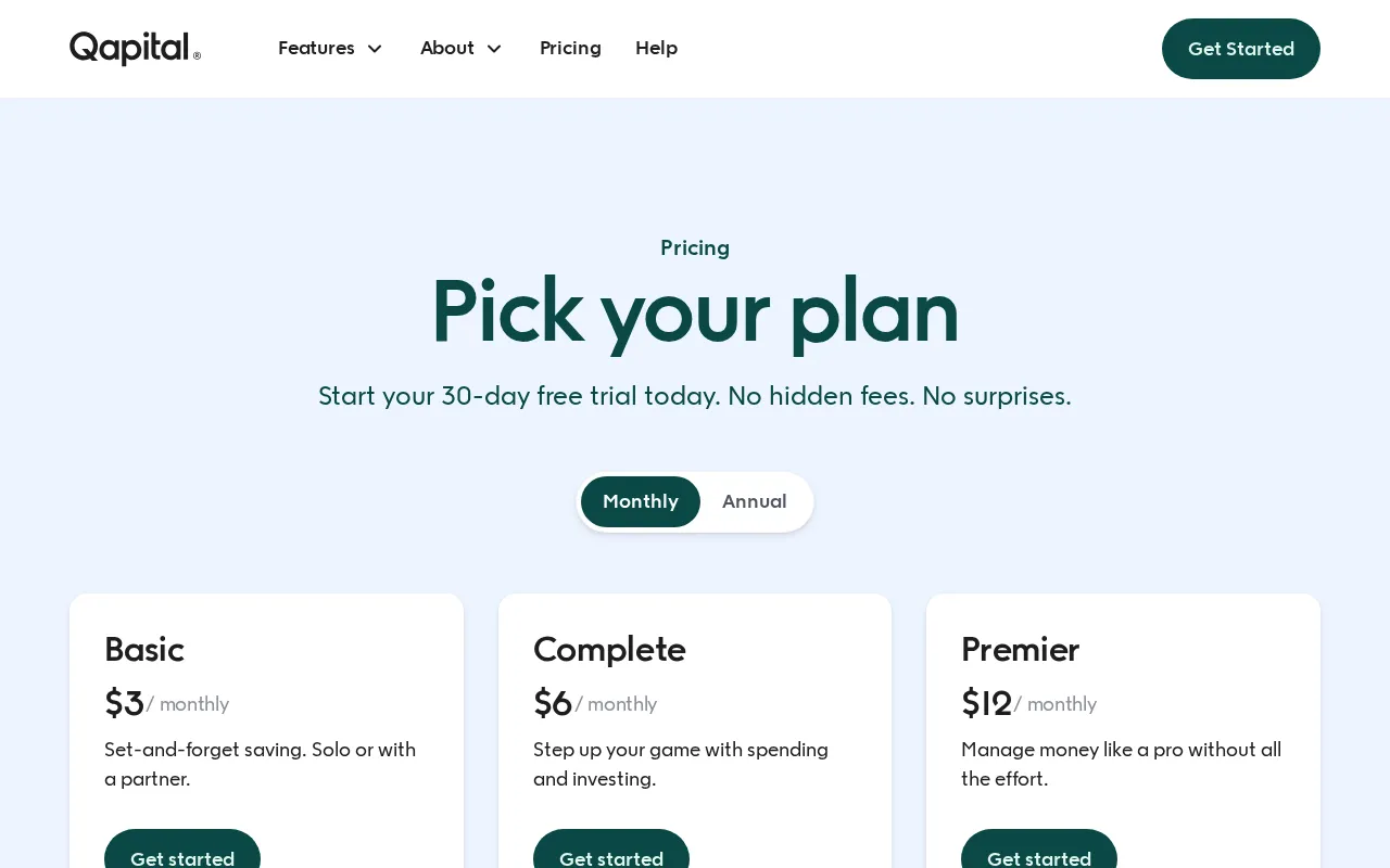 Qapital — pricing page