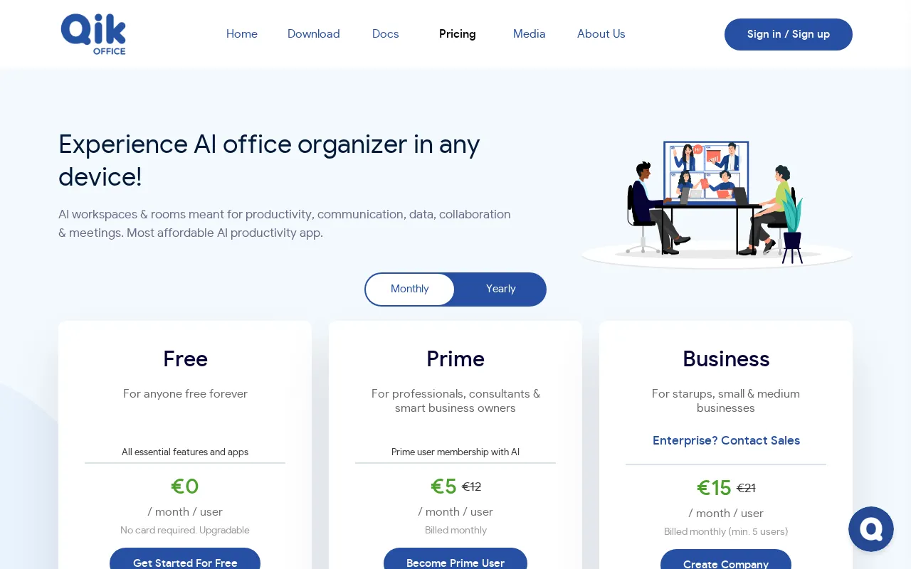 Qik Office — pricing page