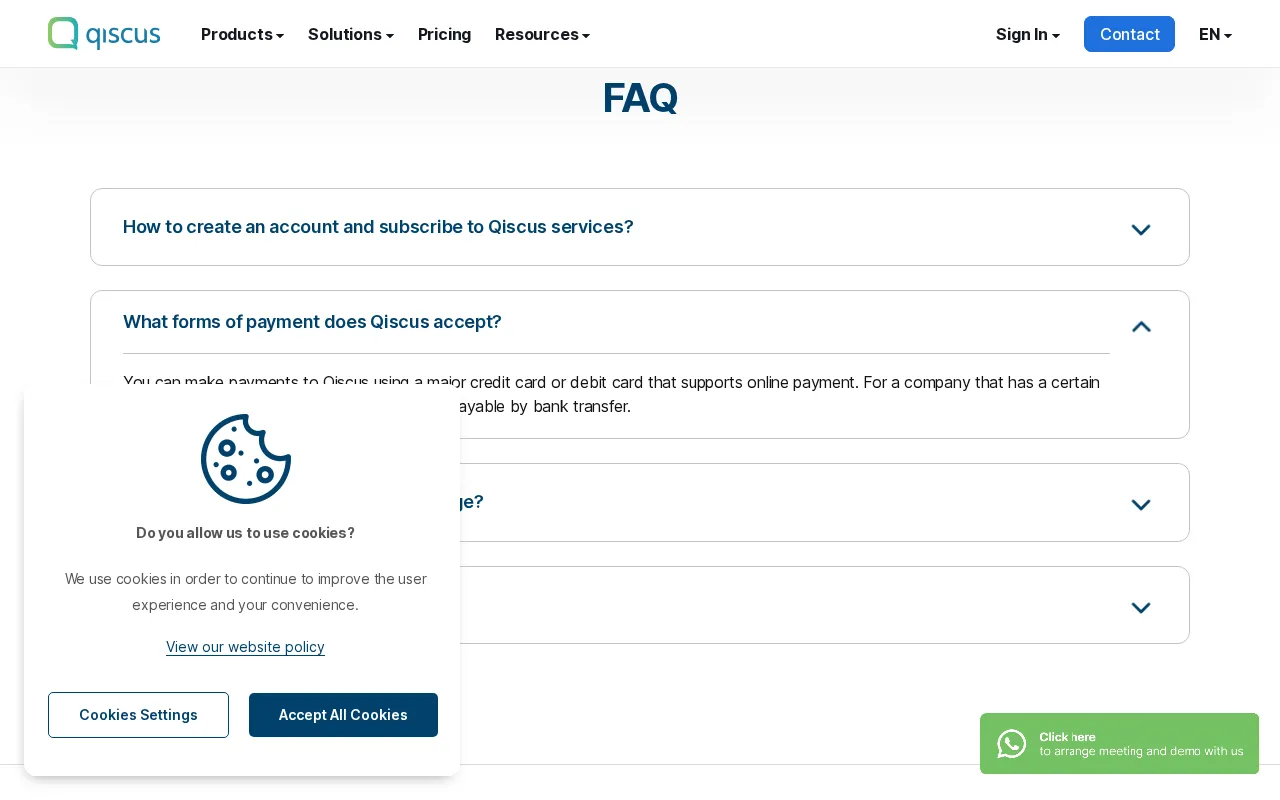 Qiscus — pricing page