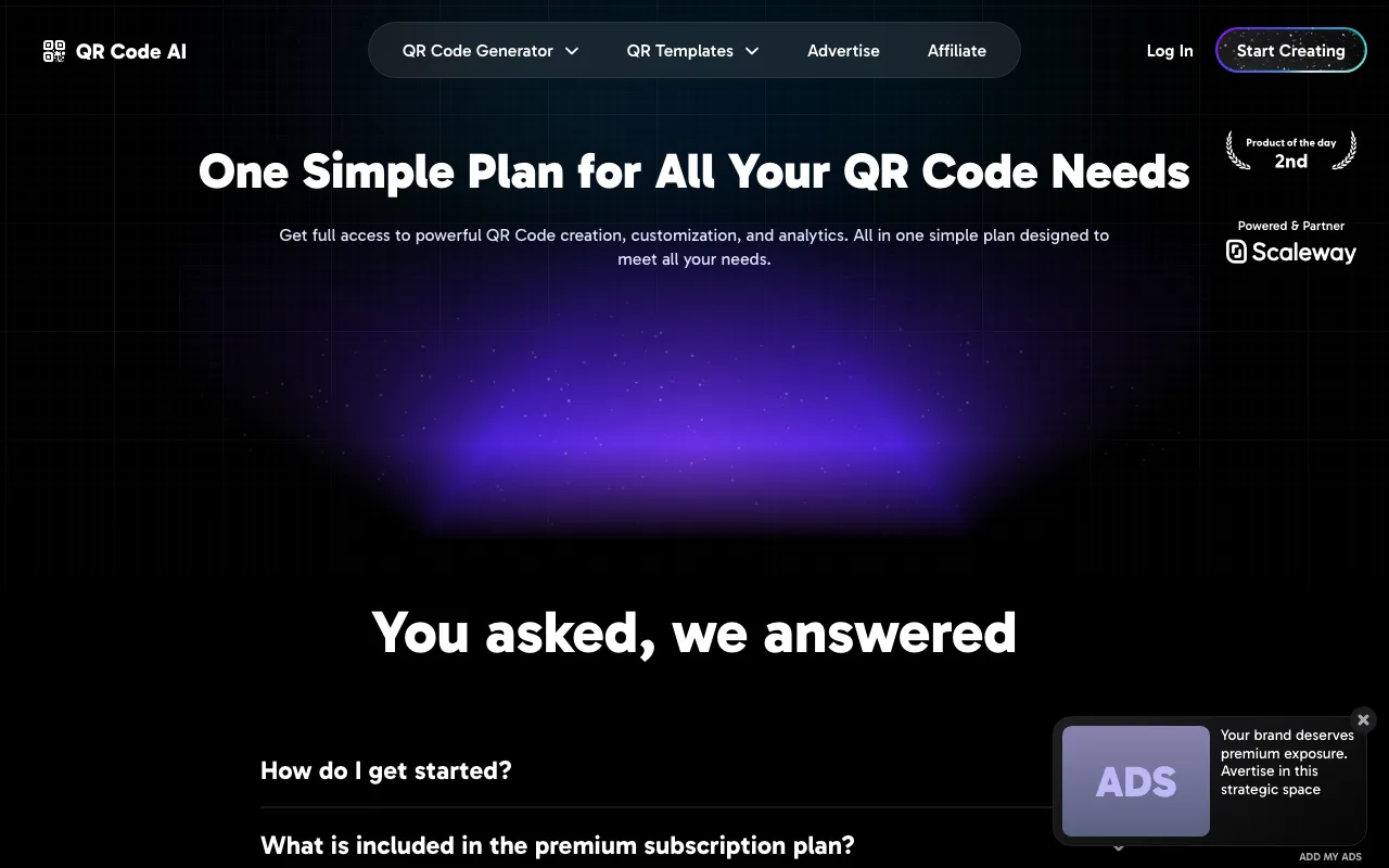 ➤ QR Code AI ⌘ — pricing page