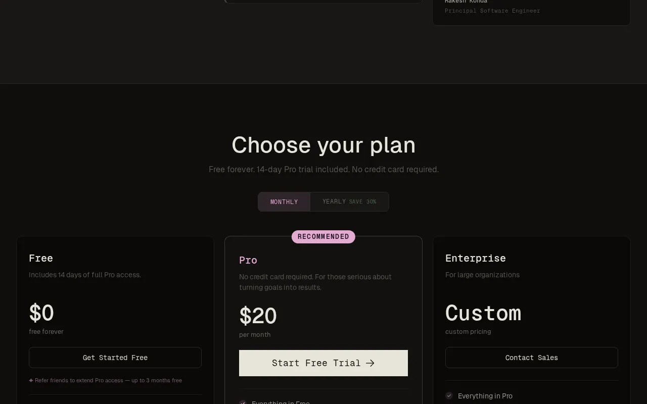 QTR — pricing page