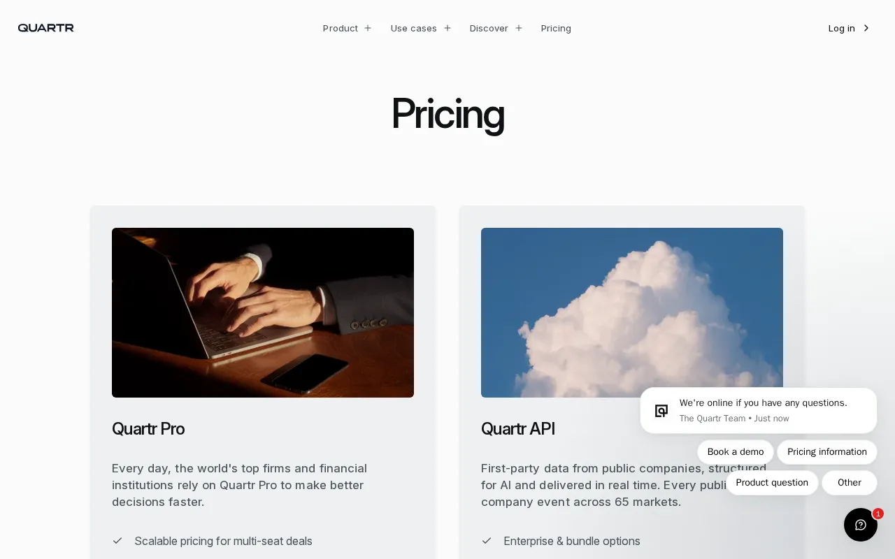 Quartr — pricing page