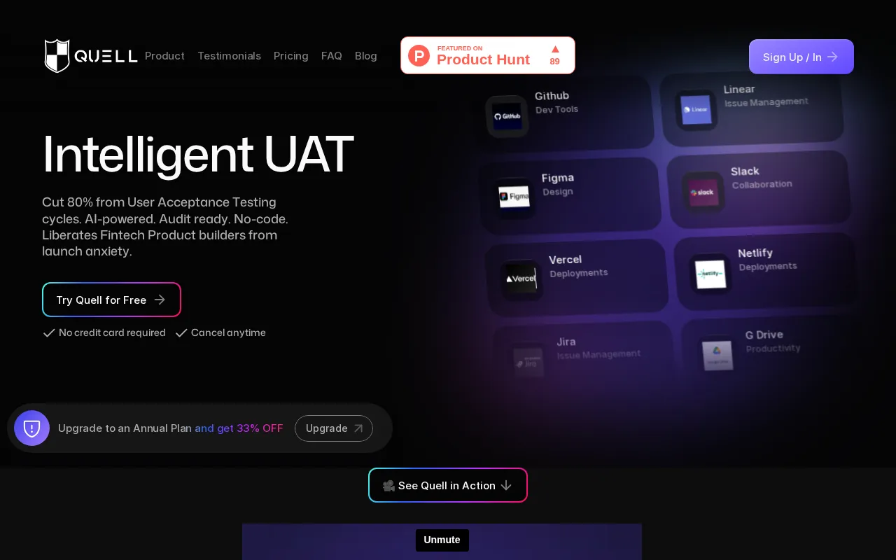 Quell Intelligent UAT Testing — pricing page