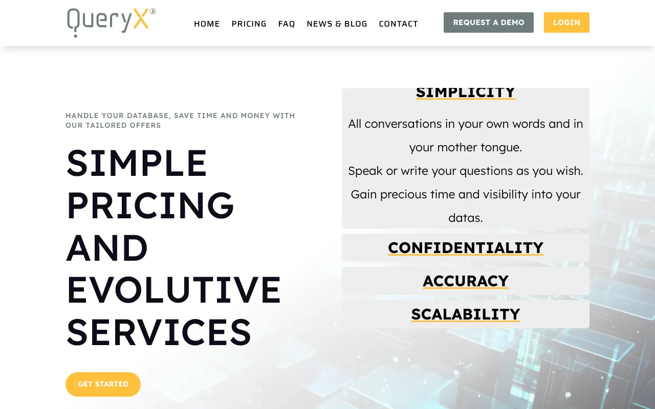 QueryX — pricing page