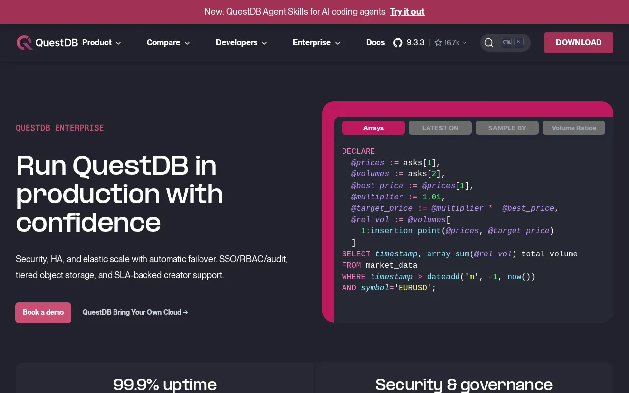 QuestDB — pricing page