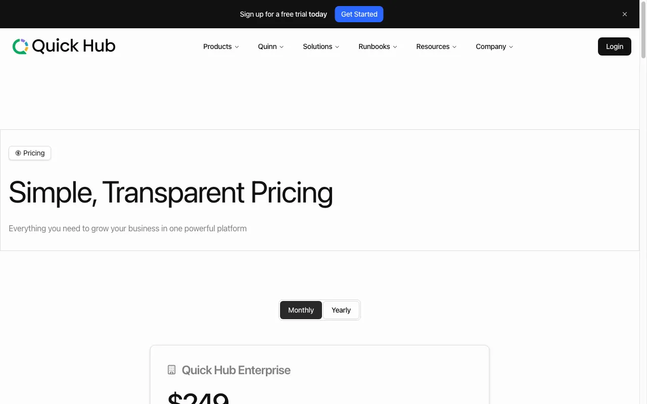 QuickHub — pricing page