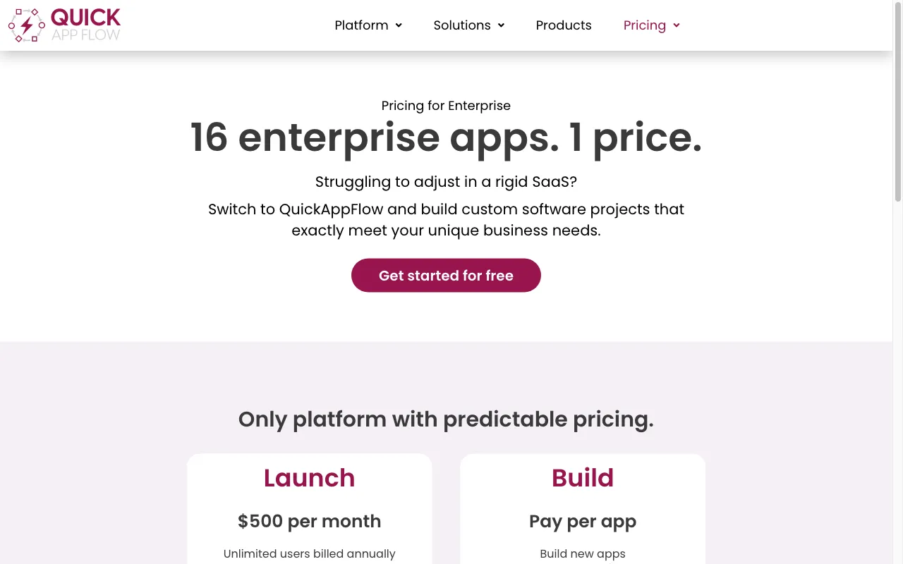 QuickAppFlow — pricing page