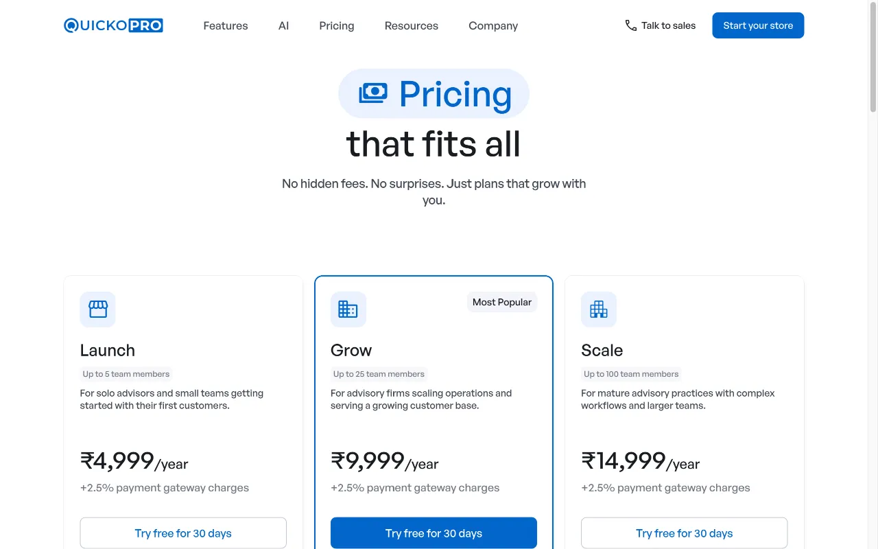 Quicko Pro — pricing page