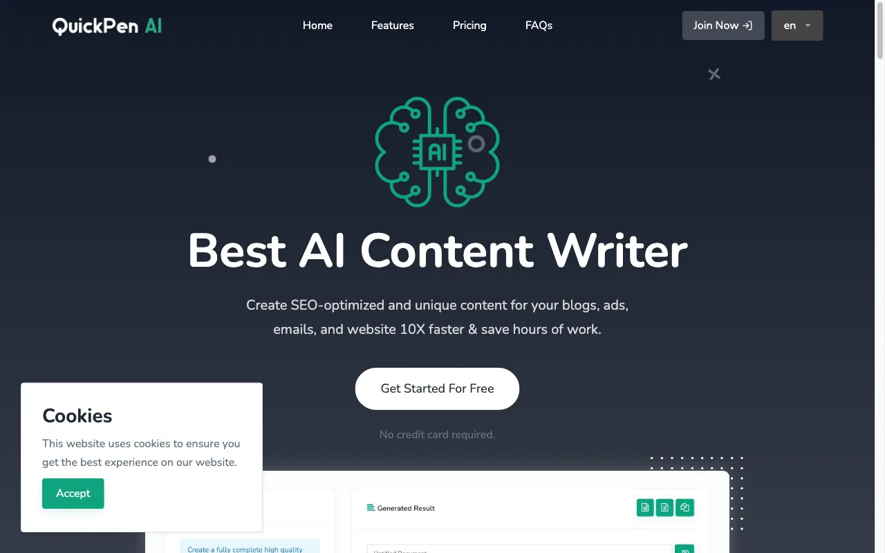QuickPen AI - AI Content Creation Made Simple by Markora LLC — preview screenshot