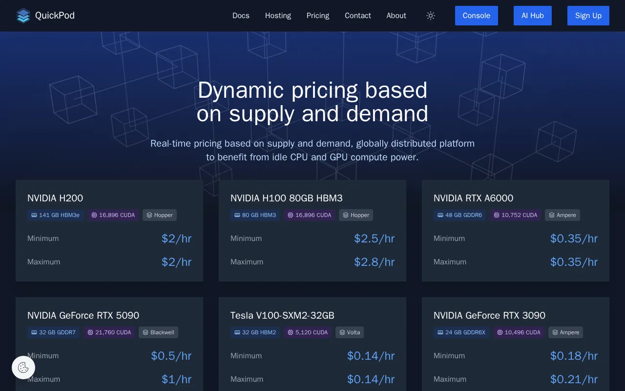QuickPod — pricing page